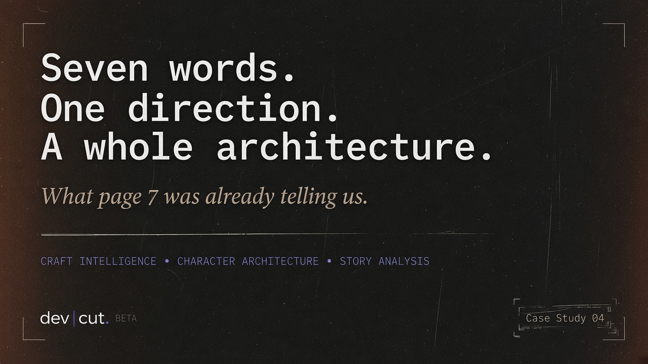 Case Study 04 title card reading &lsquo;Seven words. One direction. A whole architecture.&rsquo;