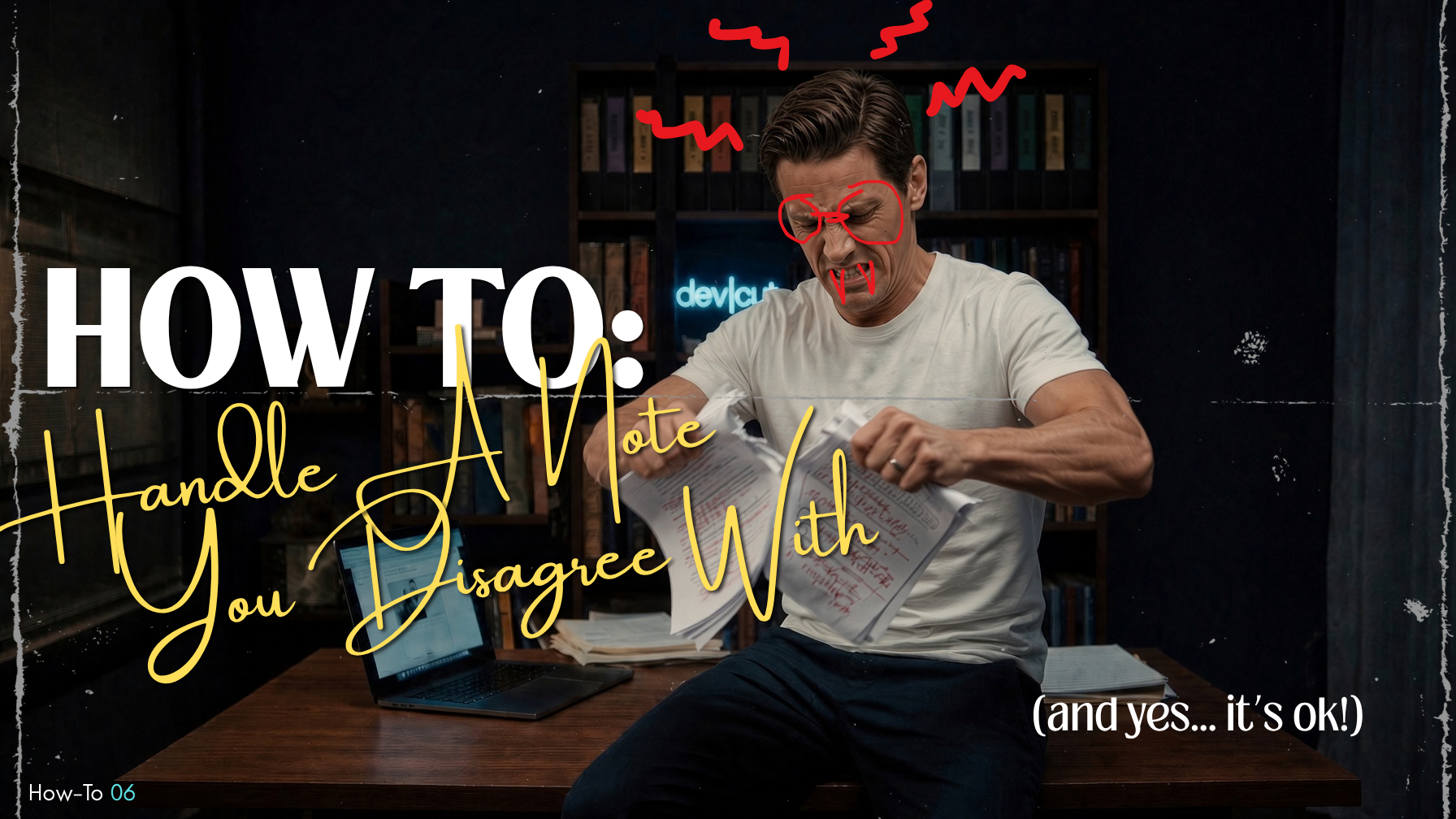 How-To 06 title card &mdash; handling a script note you disagree with, and how to tell a real problem from a gut reaction.
