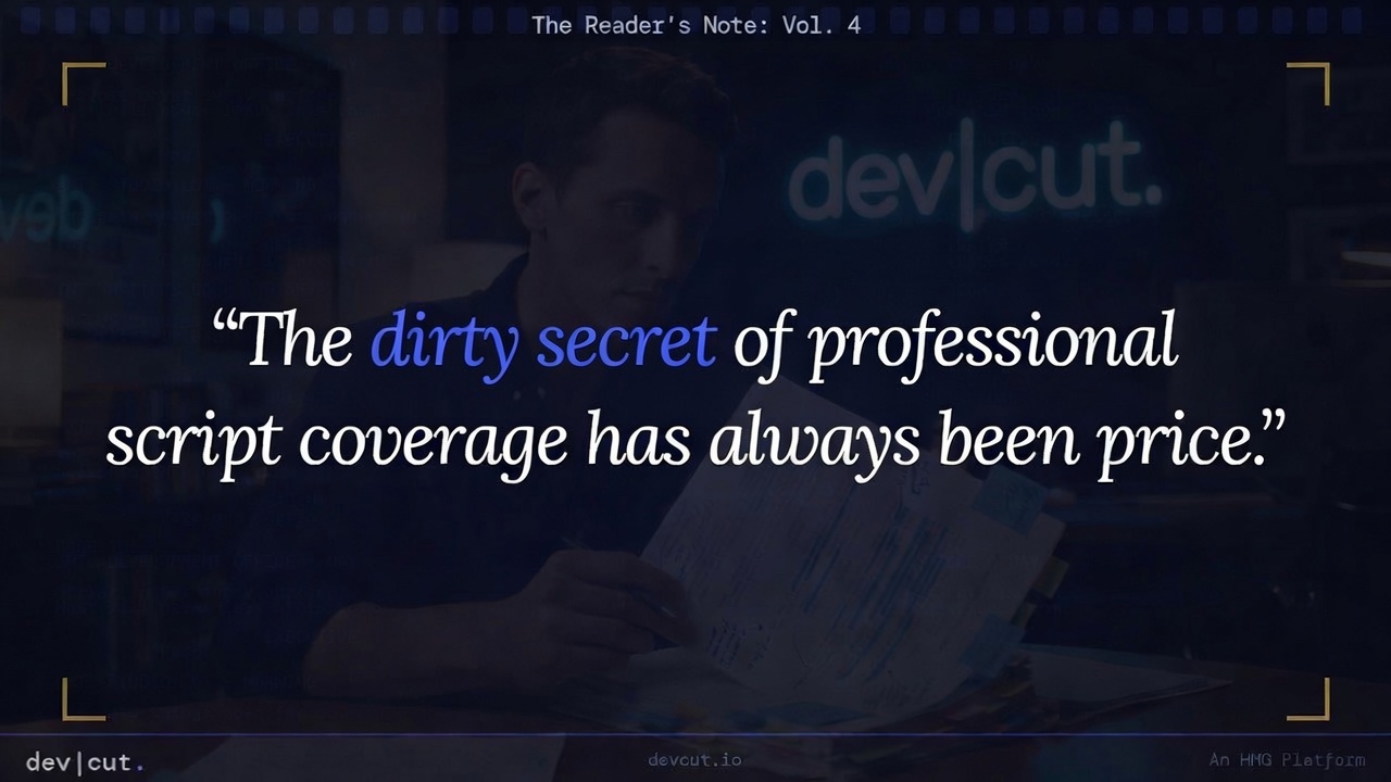 The dirty secret of professional script coverage has always been price. &mdash; The Reader's Note, Vol. 4